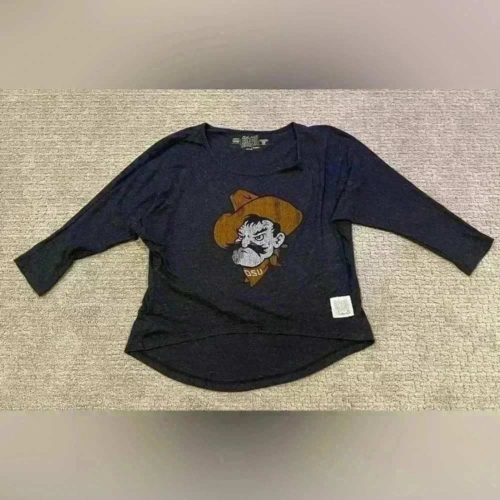 Oklahoma State Cowboys Retro Brand Women 3/4 Sleeve T‎ Shirt  Size Xsmall
